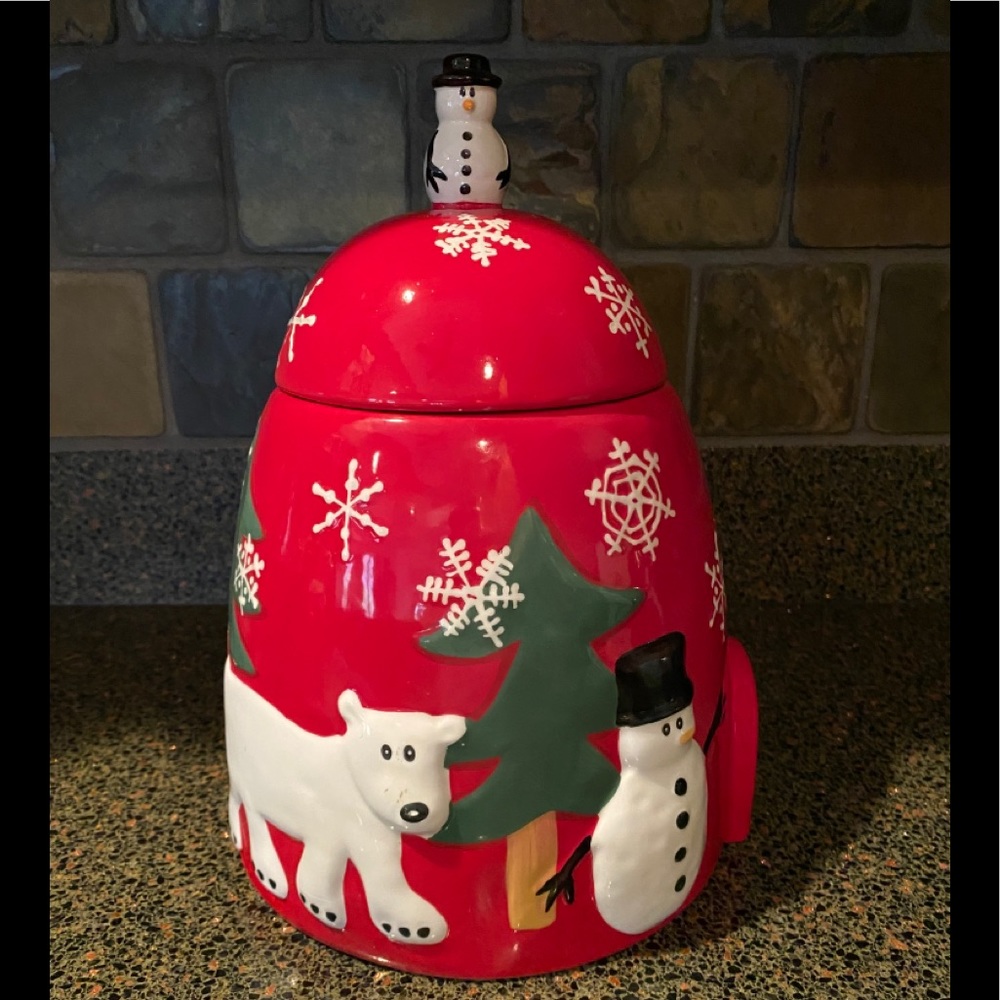 ☃️Arctic Holiday Red Snowman Cookie Jar | 12” Tall